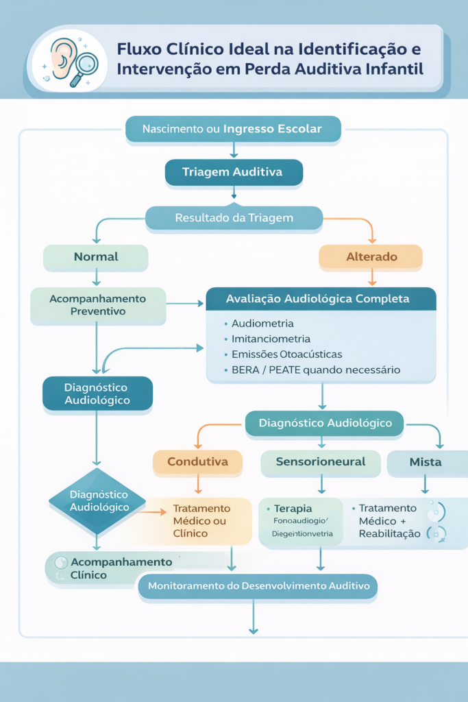 Fluxo clínico para perda auditiva infantil